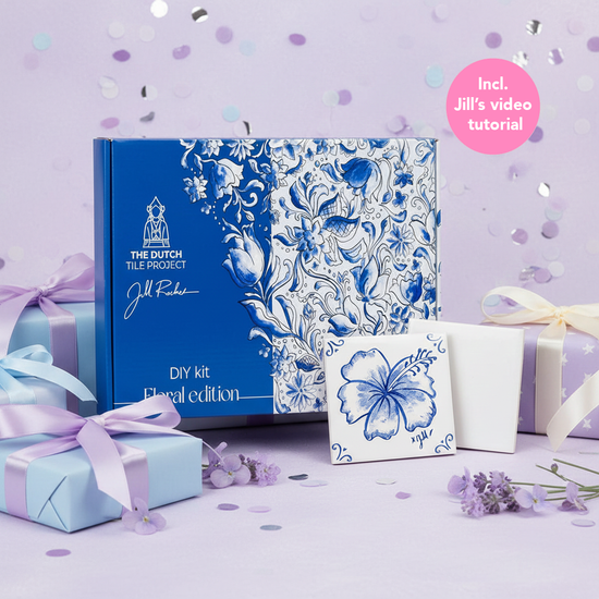 DIY kit - Maak je eigen Delfts Blauw tegeltjes - Floral Edition