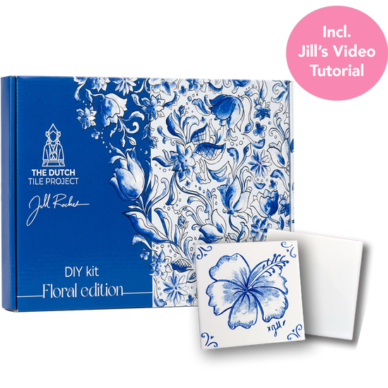 DIY kit - Maak je eigen Delfts Blauw tegeltjes - Floral Edition