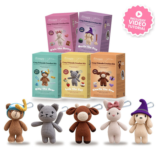 Cozy Haakbundel - Billy the Bear, Lola the Cat, Charlie the Cow, Pixie the Bunny & Merlin the Dog