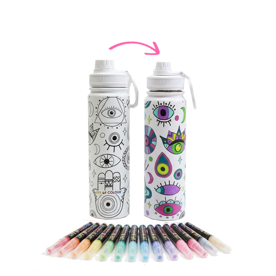 DIY Drinkfles Bundel - Doodle Drink Fles & Permanent Paint Pens 12 stuks