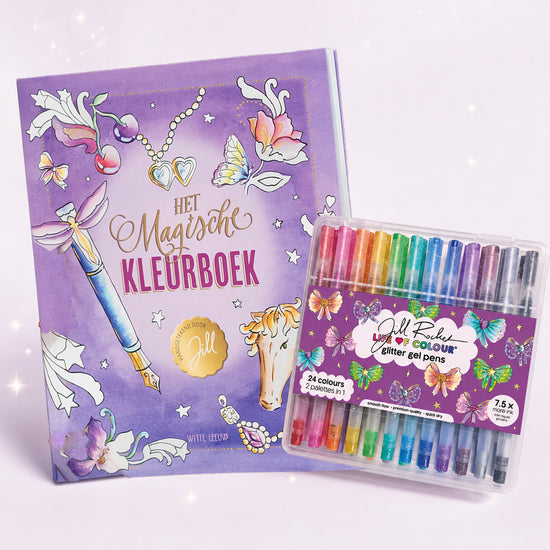 Glitter en Kleur Bundel - Magisch Kleurboek & Glitter Gelpennen 24 stuks
